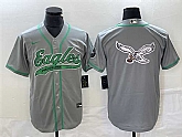Men's Philadelphia Eagles Gray Team Big Logo Cool Base Stitched Baseball Jersey,baseball caps,new era cap wholesale,wholesale hats
